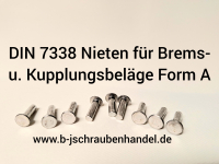 Nieten für Bremsbeläge + Kupplungsbeläge Alu geschlossene Form A Sonderpreise