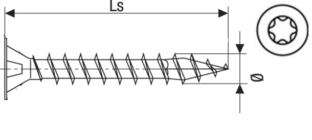 Holzbauschrauben Senkkopf mit 4 CUT-Spitze; mit Fräsrippen T-STAR plus