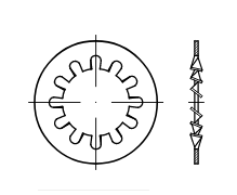 1000 Stück rostfreie Edelstahl (1.4310) Zahnscheiben DIN 6797 Form I (innenverzahnt) - 10,5 mm