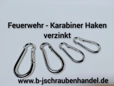 Karabinerhaken, Feuerwehrkarabinerhaken Form C galv. verzinkt 60 x 6 ( 5 Stück )