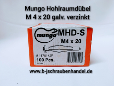 Mungo Hohlraumdübel M 4 x 20 Art.-Nr. 1870142F galv. verzinkt 100 Stück