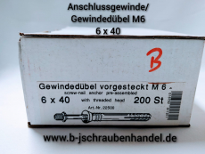 Nageldübel Anschlussgewinde M6 6x40 galv. verzinkt Art. Nr: 22500 VE 200 Stk. Sonderpreise