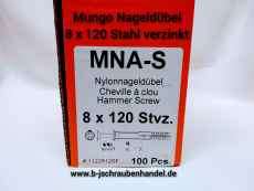 Nageldübel Mungo Senkkopf 8x120 galv. verzinkt Art Nr: 1122812 SF VE 100 Stk. Sonderpreise