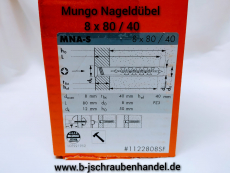 Nageldübel Mungo Senkkopf 8x80/40 galv. verzinkt Art. Nr: 1122808 SF VE 100 Stk.Sonderpreise