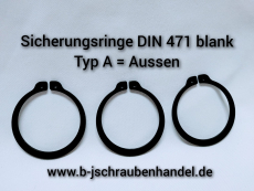 Sicherungsringe A 3 x 0,4 mm DIN 471 für Wellen Regelausführung Typ A Federstahl phosphatiert VE 20 Stück