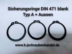 Sicherungsringe A 8 x 0,8 mm DIN 471 für Wellen Regelausführung Typ A Federstahl phosphatiert VE 5 Stück