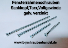 Fensterrahmenschrauben/Senkkopf/Torx galv. verzinkt 7,5 x 62 (10 Stück)