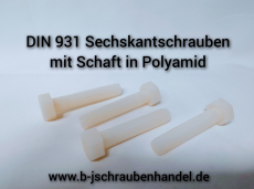 DIN 931 Sechskantschrauben mit Schaft Polyamid/Kunststoff M 8 x 70 (1 Stück)