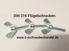 DIN 316 Flügelschrauben runde Flügelform Temperguss/Stahl verzinkt deutsche Form M 4 x 8 (5 Stück)