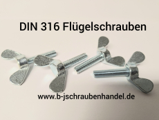 DIN 316 Flügelschrauben runde Flügelform Temperguss/Stahl verzinkt deutsche Form M 10 x 30 (5 Stück)