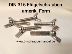 Flügelschrauben ähnl. DIN 316 kantige Flügel, amerik. Ausführung Edelstahl A2 M 6 x 16 (20 Stück)