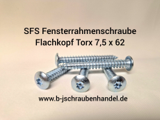 Fensterrahmenschrauben Flachkopf SFS FB-FK-T30 7,5 x 62 (20 Stück)