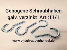 Gebogene Schraubhaken halbrund verzinkt M 6 x 60 mm (10 Stück)