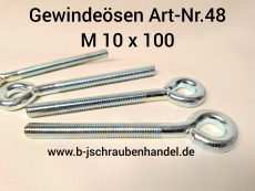 Ösenschrauben geschlossen galv. verzinkt M 10 x 100 Art.-Nr. 48 (2 Stück)