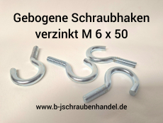 Gebogene Schraubhaken halbrund verzinkt M 6 x 50 mm Art.-Nr. 11/1 ( 5 Stück)