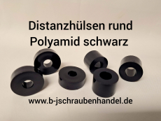 Distanzhülsen rund Kunststoff Polyamid schwarz 8,4 x 25 x 8 (4 Stück)