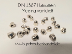 DIN 1587 Hutmuttern Messing vernickelt hohe Form M 4 (25 Stück) Sonderpreise