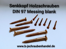 Senk-Holzschrauben mit Schlitz DIN 97 Messing 3,0 x 20 VE 100 Stück
