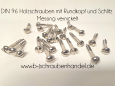 DIN 96 Rundkopf Holzschrauben mit Schlitz Messing vernickelt 2,0 x 10 (100 Stück)