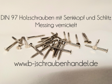 DIN 97 Holzschrauben mit Senkkopf und Schlitz Messing vernickelt 2,5 x 25 (100 Stück)