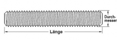 1 Stück rostfreie Edelstahl (A4) Gewindestangen DIN 975 - M 22 - Länge: 1000 mm