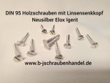 DIN 95 Holzschrauben mit Linsensenkkopf Alu Neusilber Elox 3,0 x 15 (20 Stück)