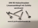 DIN 95 Linsensenkkopf mit Schlitz Messing verchromt 3,5 x 20 (100 Stück)