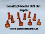 500 Stück Kupfer Senkniete DIN 661- 5 x 25 mm