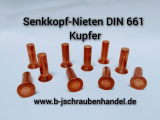 250 Stück Kupfer Senkniete DIN 661- 8 x 25 mm