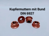 Kupfermuttern/Thermagmuttern mit Bund DIN 6927 M8 SW 13 ( 50 Stück )
