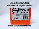 Mungo Hohlraumdübel M 5 x 16  Art.-Nr. 1870142F galv. verzinkt 100 Stück