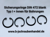 Sicherungsringe I 33 x 1,2 mm DIN 472 für Wellen Regelausführung Typ I Federstahl phosphatiert VE 100 Stück