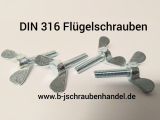 DIN 316 Flügelschrauben runde Flügelform Temperguss/Stahl verzinkt deutsche Form M 16 x 50 (1 Stück)