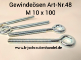 Ösenschrauben geschlossen galv. verzinkt M 10 x 100 Art.-Nr. 48 (5 Stück)