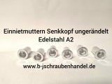 Einnietmuttern/Blindnietmuttern Senkkopf Rundschaft ungerändelt Edelstahl A2 M6 Nietbereich: 1,5 bis 4,5mm (20 Stück)