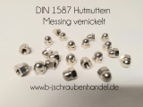 DIN 1587 Hutmuttern Messing vernickelt hohe Form M 4 (25 Stück) Sonderpreise